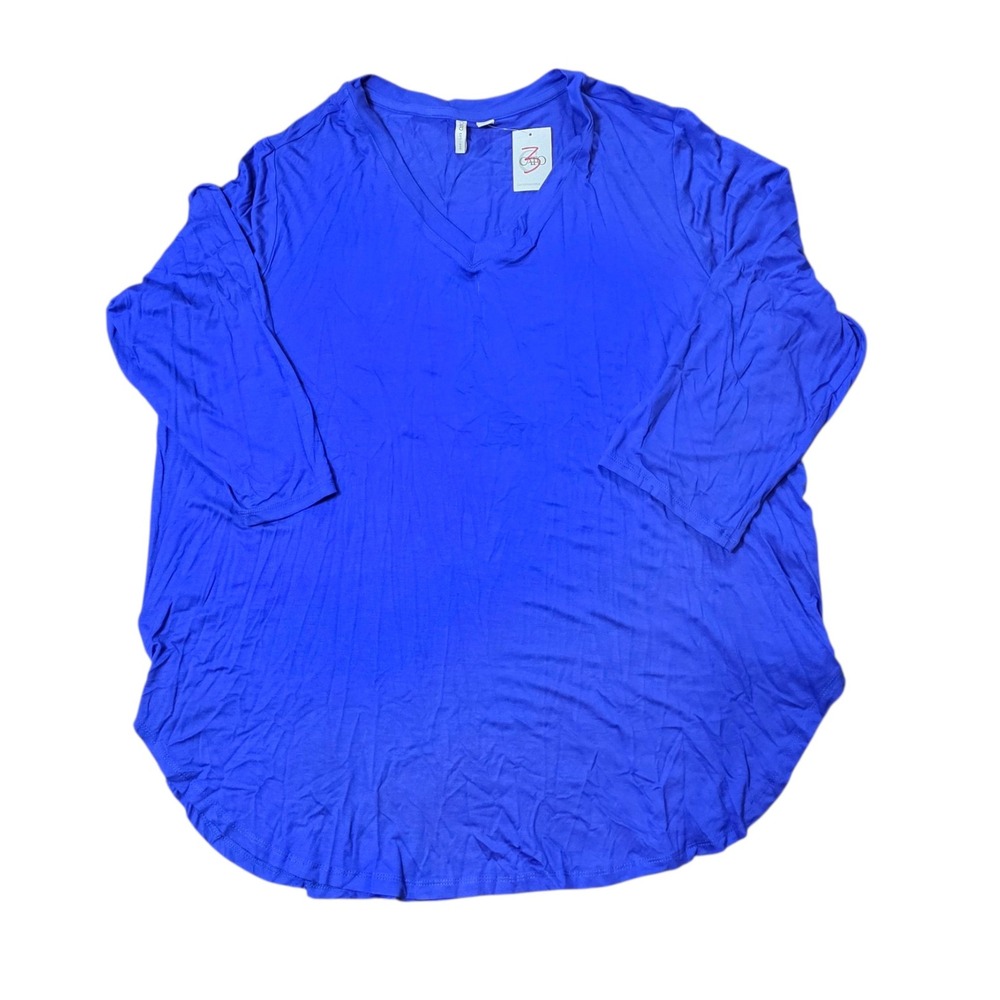 Cato Plus Tunic Top Clematis Blue V-Neck 3/4 Sleeve Womenswear Size 18/20W